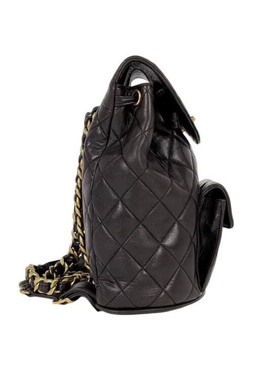 Chanel CC Logo Chain Backpack Quilted Leather Black main image 4